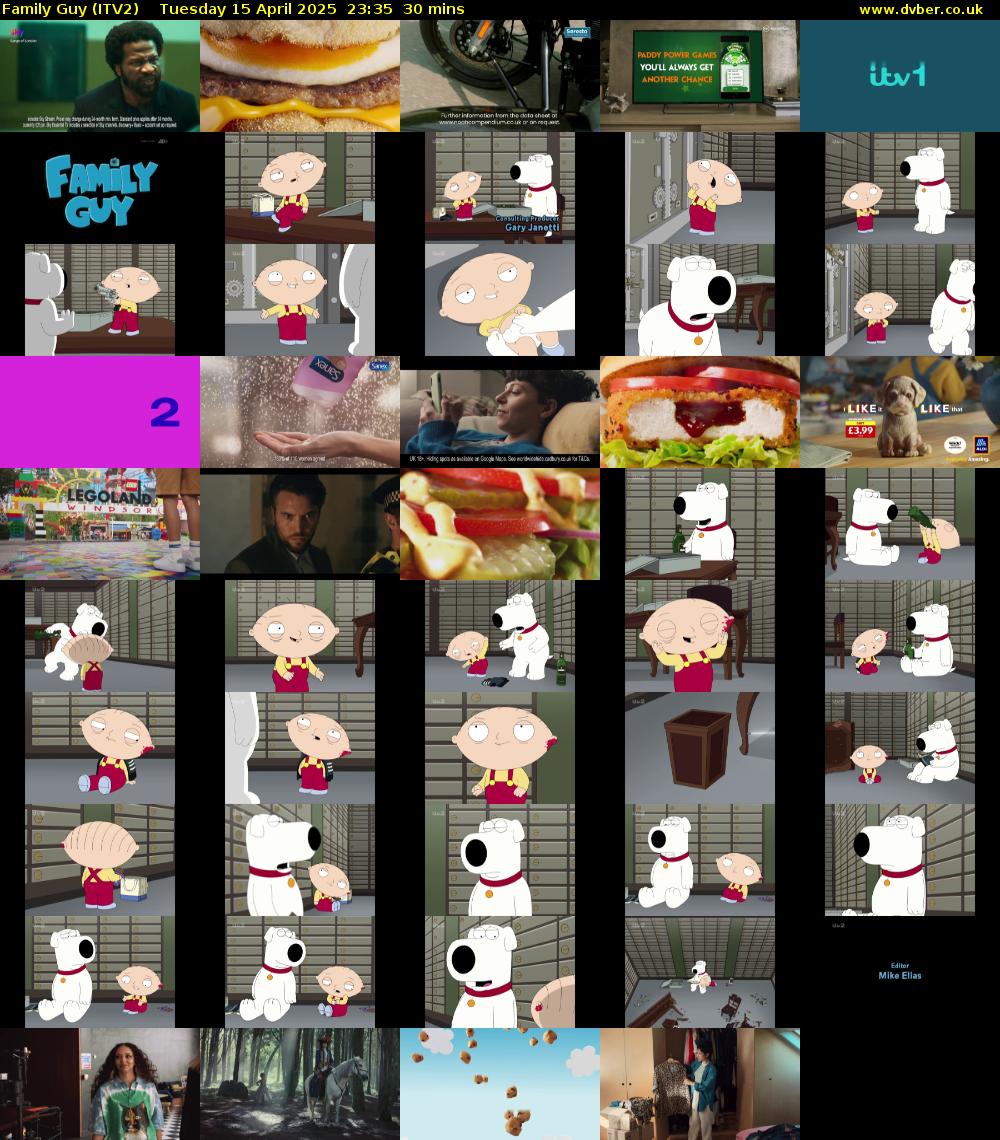 Family Guy (ITV2) Tuesday 15 April 2025 23:35 - 00:05