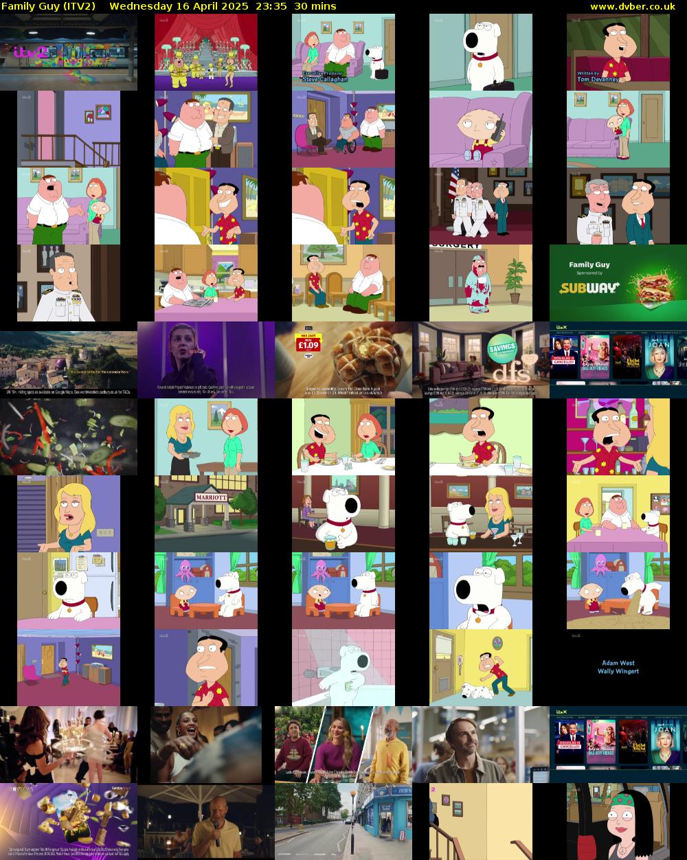 Family Guy (ITV2) Wednesday 16 April 2025 23:35 - 00:05