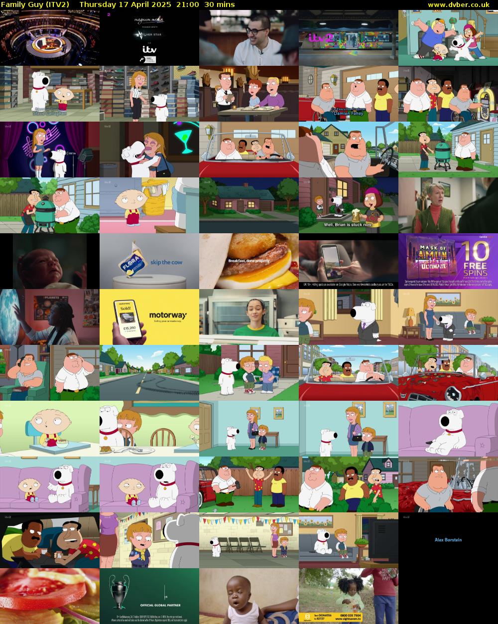 Family Guy (ITV2) Thursday 17 April 2025 21:00 - 21:30