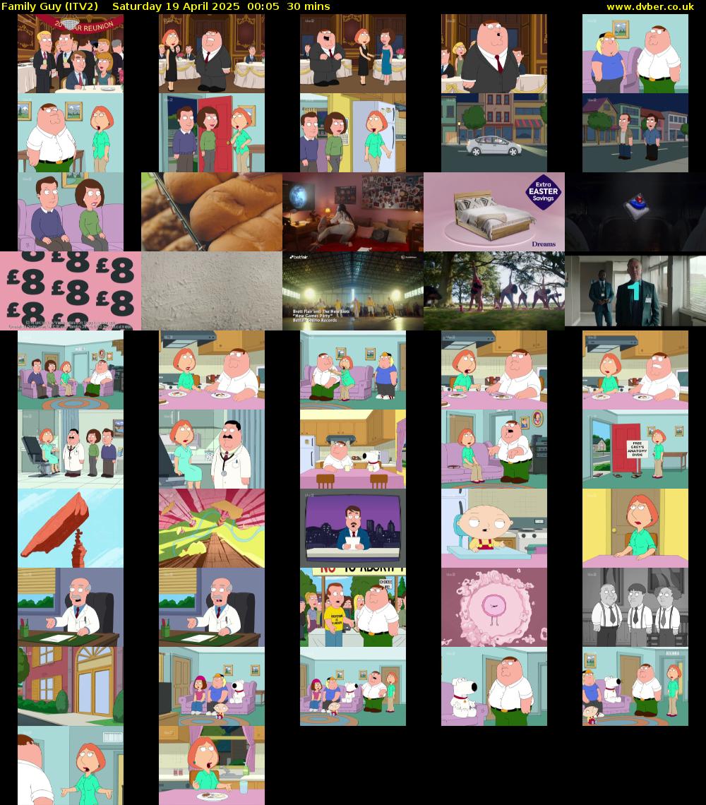 Family Guy (ITV2) Saturday 19 April 2025 00:05 - 00:35