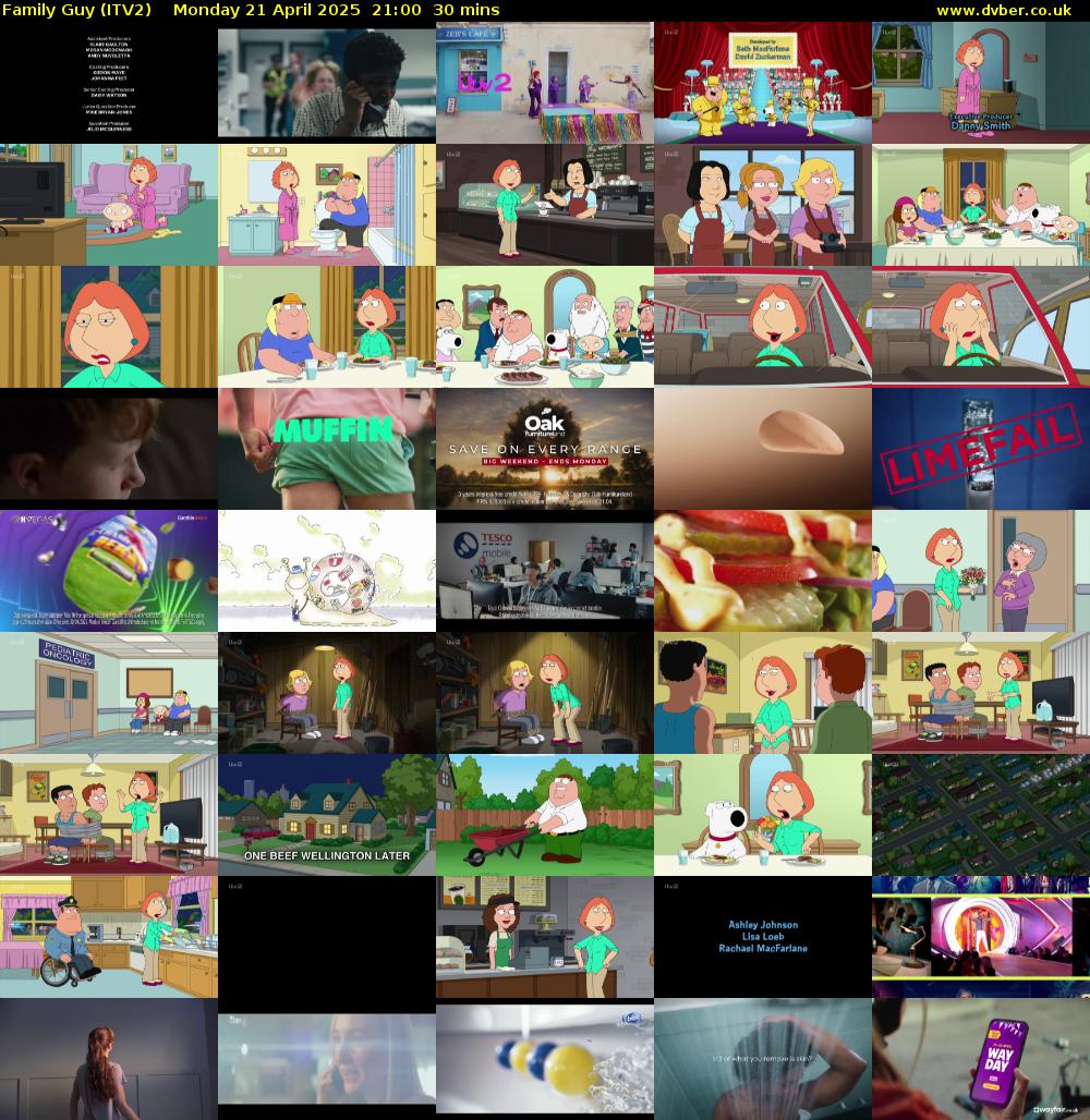 Family Guy (ITV2) Monday 21 April 2025 21:00 - 21:30