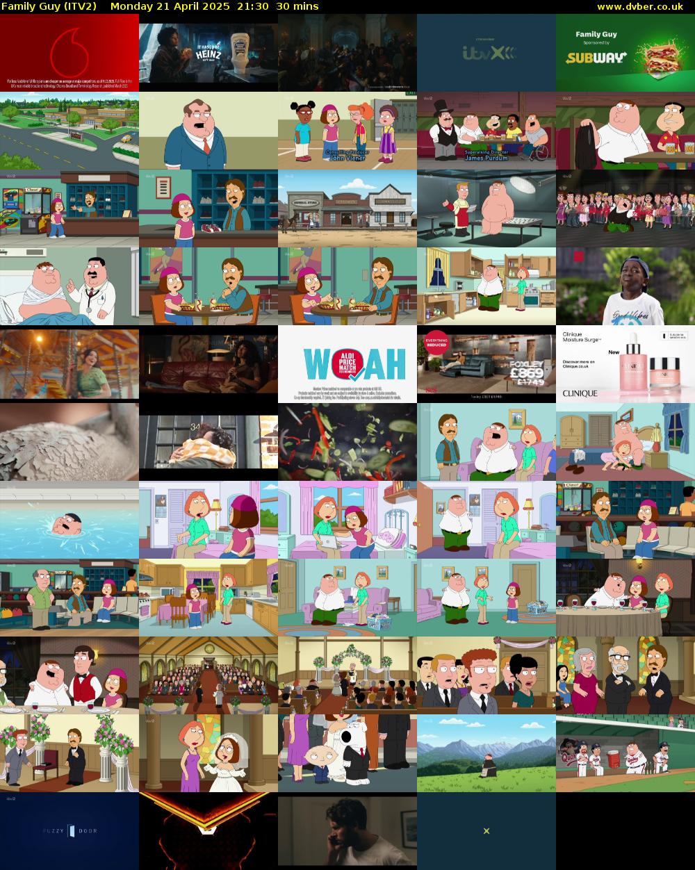 Family Guy (ITV2) Monday 21 April 2025 21:30 - 22:00