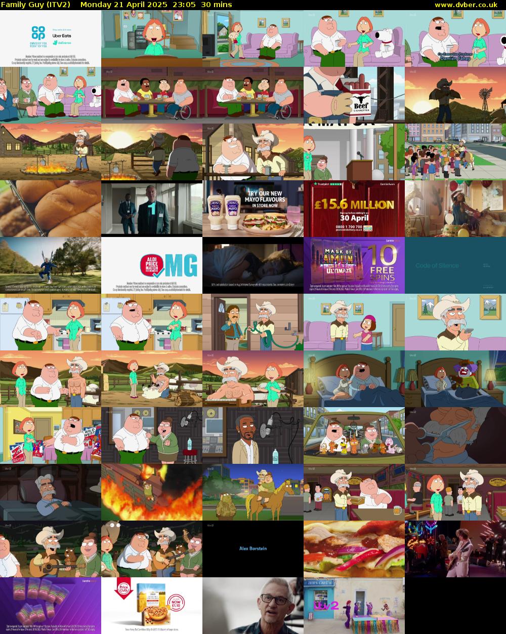 Family Guy (ITV2) Monday 21 April 2025 23:05 - 23:35