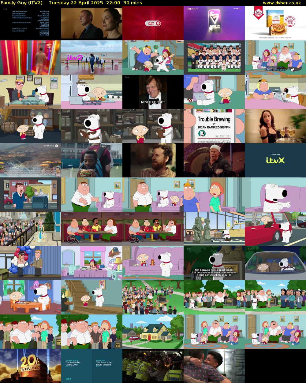 Family Guy (ITV2) Tuesday 22 April 2025 22:00 - 22:30