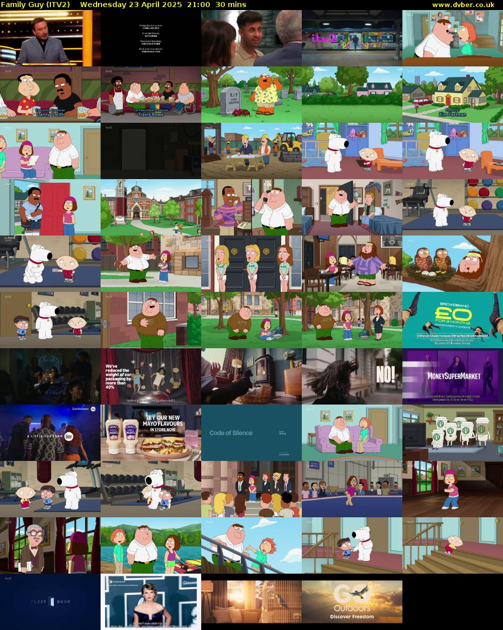 Family Guy (ITV2) Wednesday 23 April 2025 21:00 - 21:30