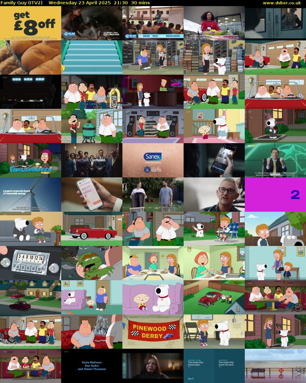 Family Guy (ITV2) Wednesday 23 April 2025 21:30 - 22:00