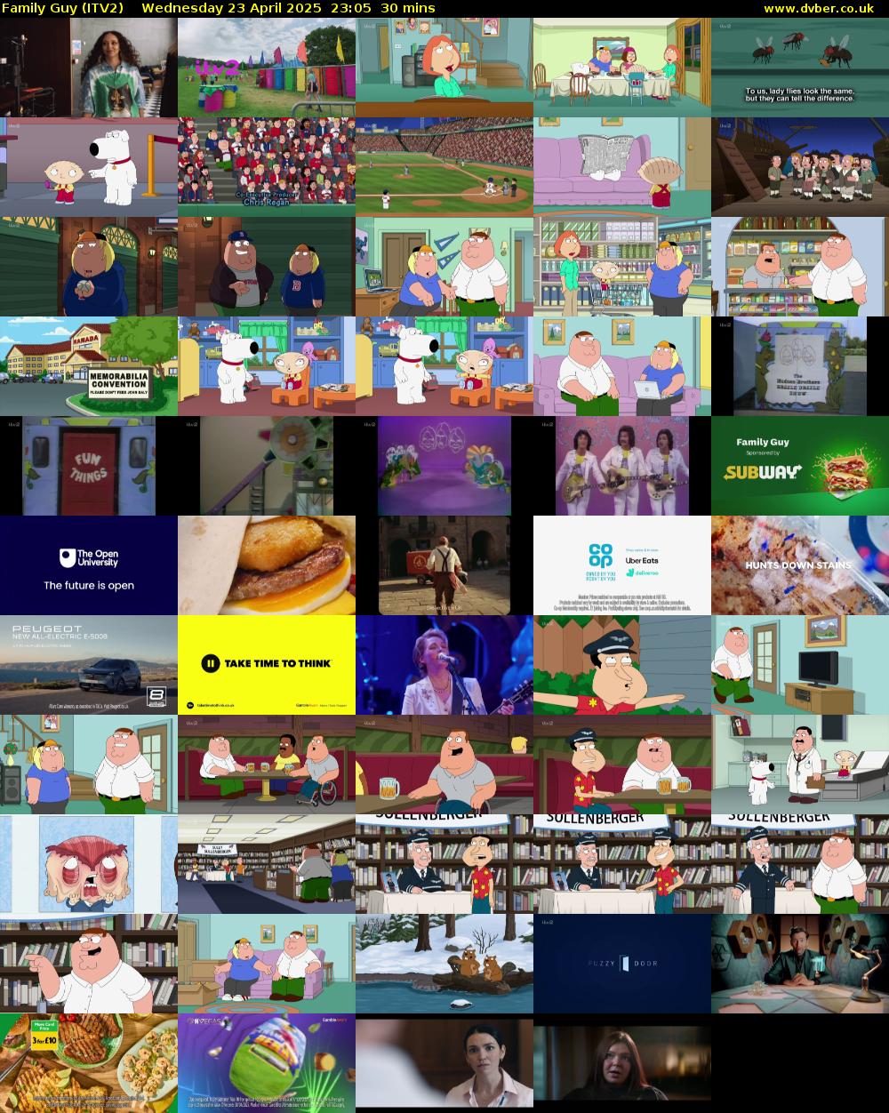 Family Guy (ITV2) Wednesday 23 April 2025 23:05 - 23:35