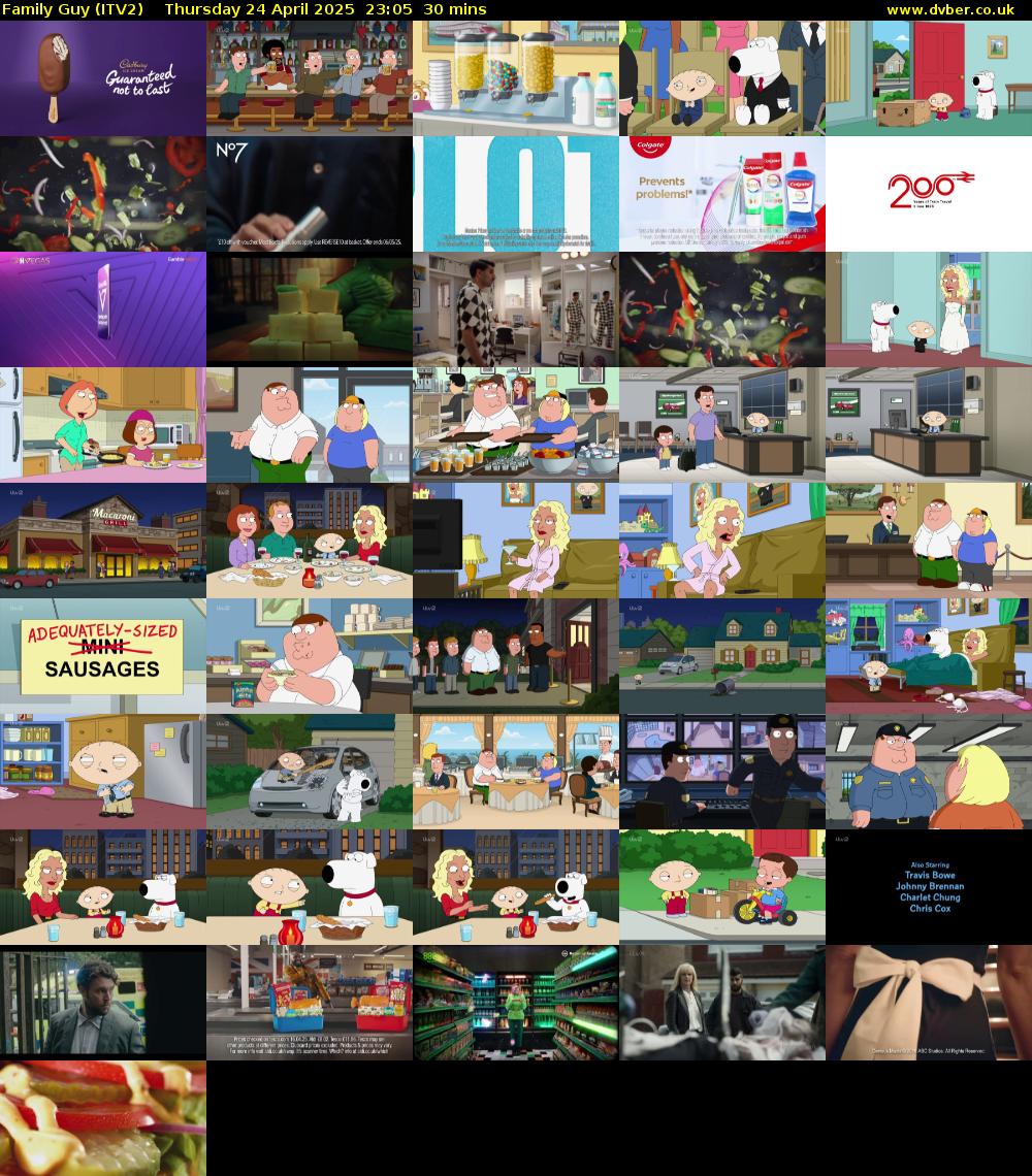 Family Guy (ITV2) Thursday 24 April 2025 23:05 - 23:35