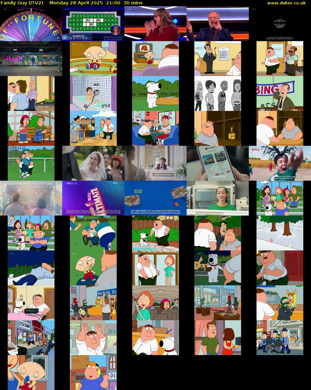 Family Guy (ITV2) Monday 28 April 2025 21:00 - 21:30