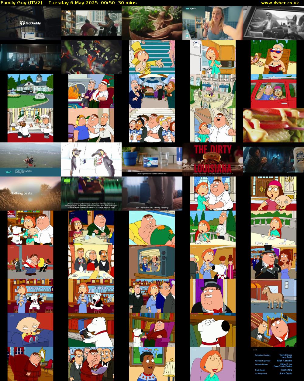 Family Guy (ITV2) Tuesday 6 May 2025 00:50 - 01:20