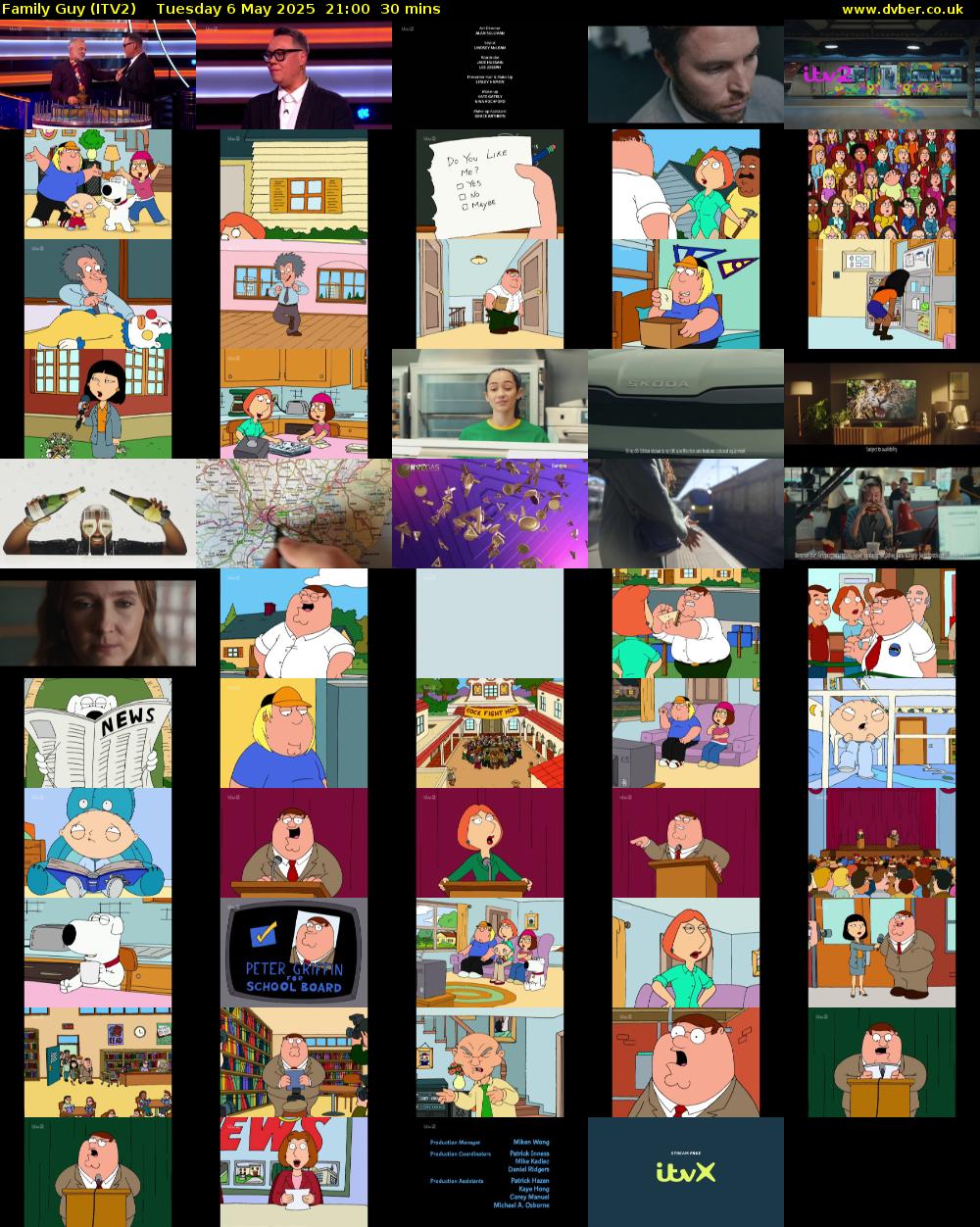 Family Guy (ITV2) Tuesday 6 May 2025 21:00 - 21:30
