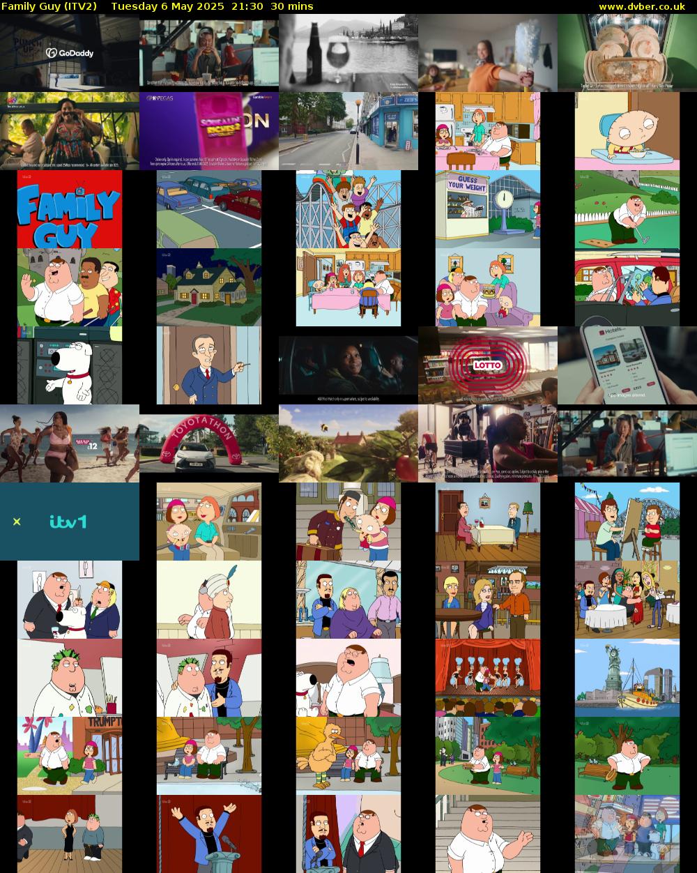 Family Guy (ITV2) Tuesday 6 May 2025 21:30 - 22:00
