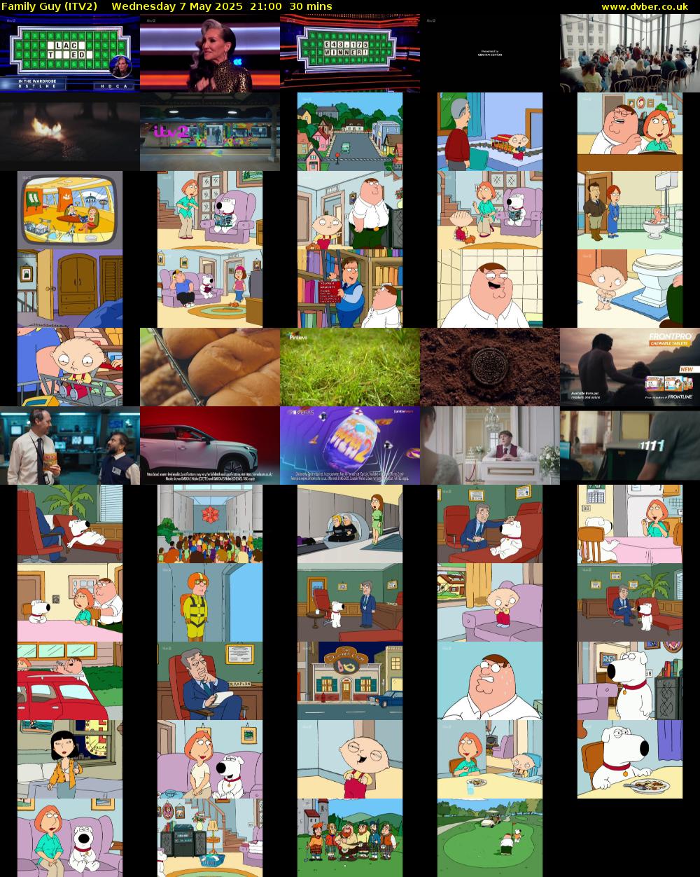 Family Guy (ITV2) Wednesday 7 May 2025 21:00 - 21:30