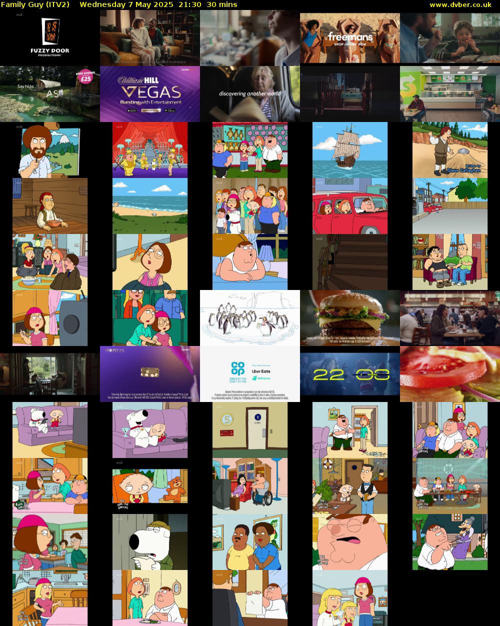 Family Guy (ITV2) Wednesday 7 May 2025 21:30 - 22:00