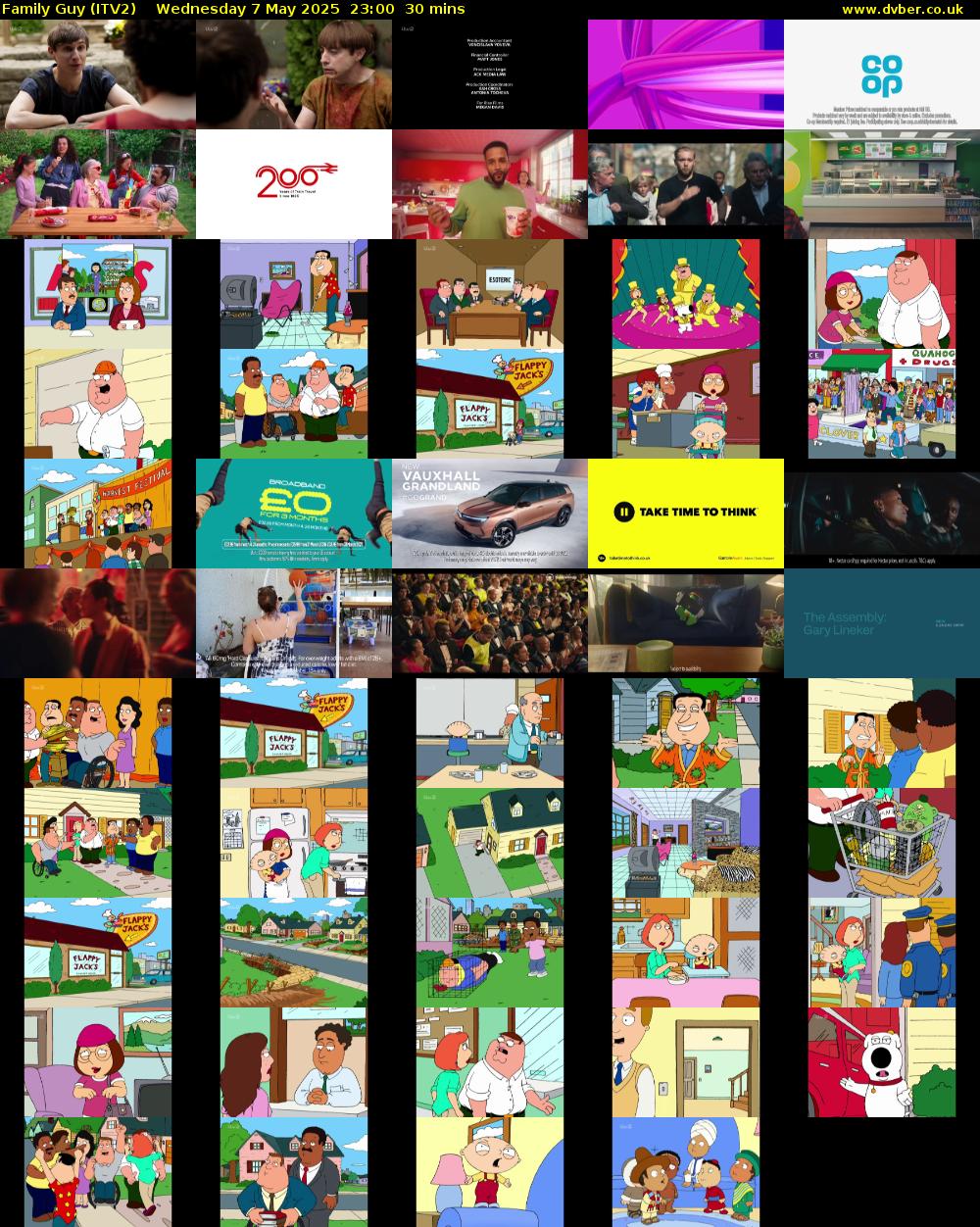 Family Guy (ITV2) Wednesday 7 May 2025 23:00 - 23:30