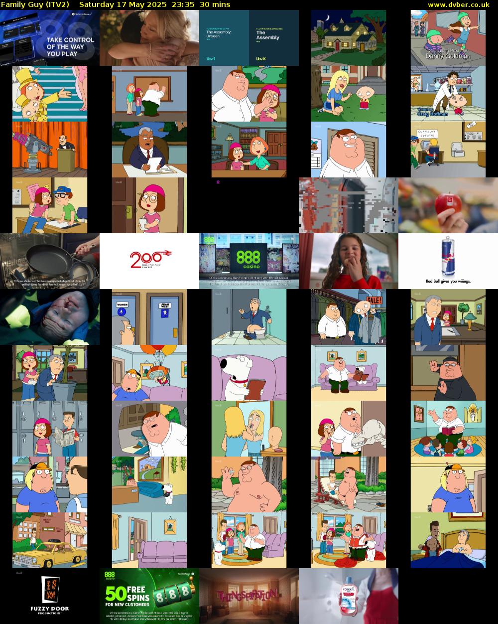 Family Guy (ITV2) Saturday 17 May 2025 23:35 - 00:05
