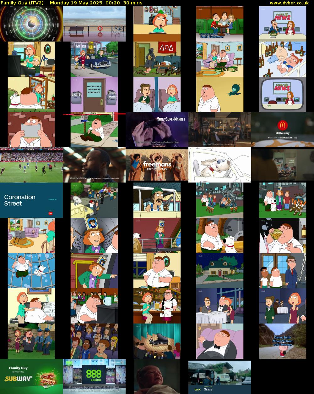 Family Guy (ITV2) Monday 19 May 2025 00:20 - 00:50