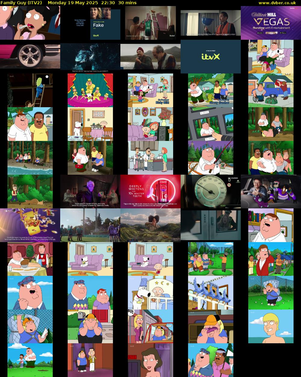 Family Guy (ITV2) Monday 19 May 2025 22:30 - 23:00