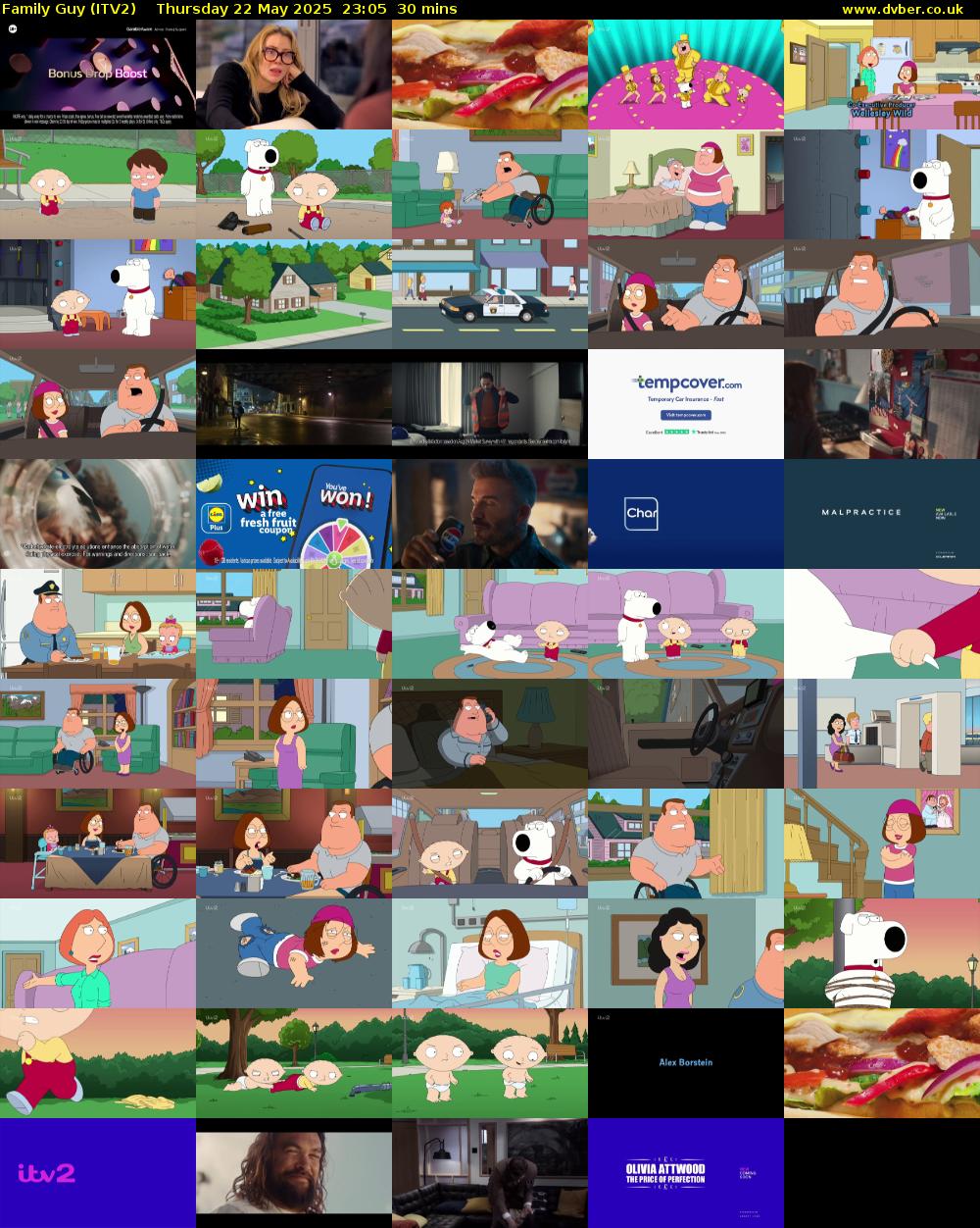 Family Guy (ITV2) Thursday 22 May 2025 23:05 - 23:35