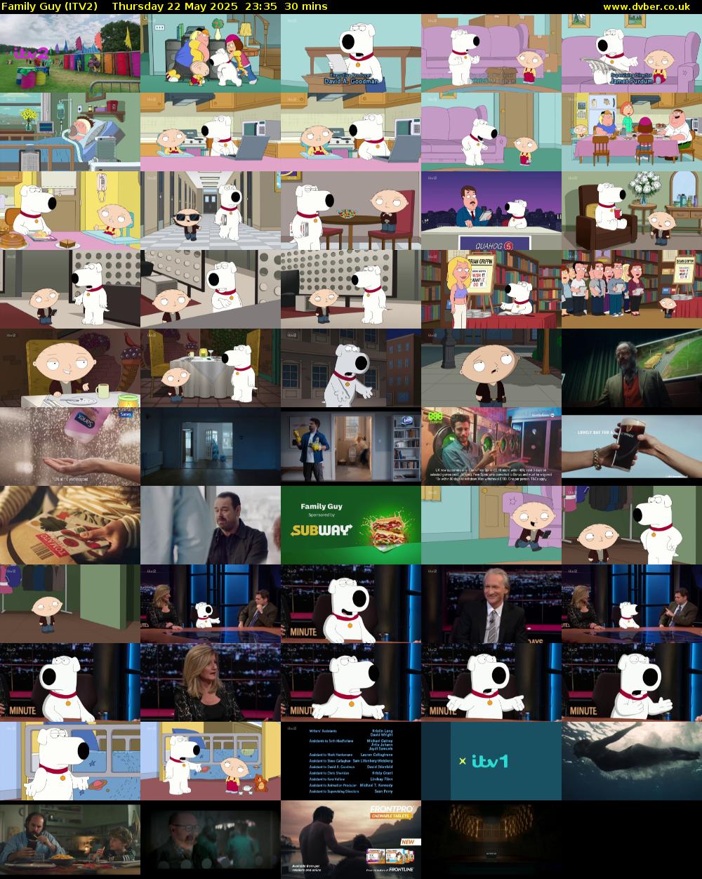 Family Guy (ITV2) Thursday 22 May 2025 23:35 - 00:05