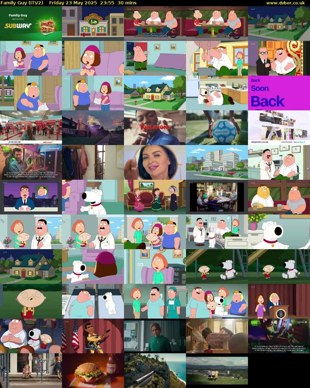 Family Guy (ITV2) Friday 23 May 2025 23:55 - 00:25