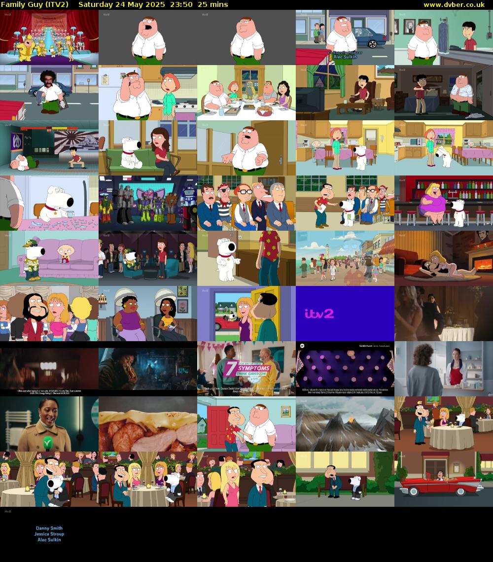 Family Guy (ITV2) Saturday 24 May 2025 23:50 - 00:15