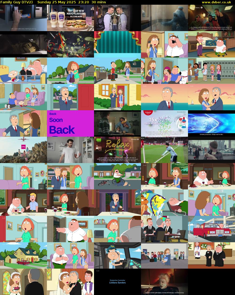 Family Guy (ITV2) Sunday 25 May 2025 23:20 - 23:50