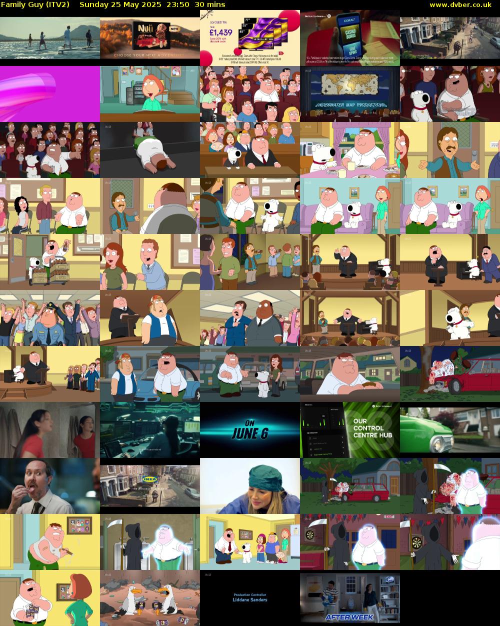 Family Guy (ITV2) Sunday 25 May 2025 23:50 - 00:20