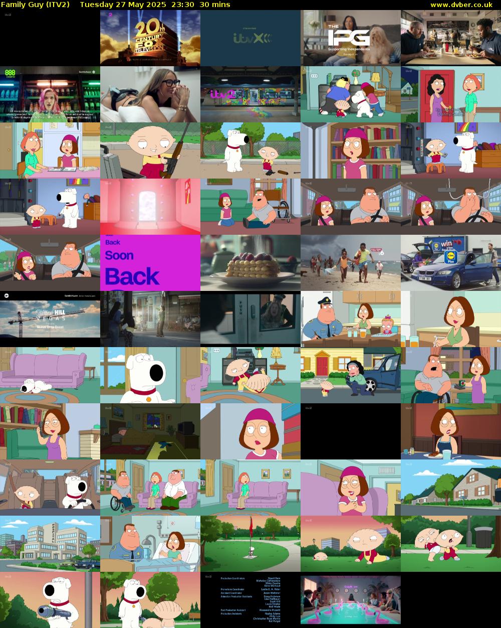 Family Guy (ITV2) Tuesday 27 May 2025 23:30 - 00:00