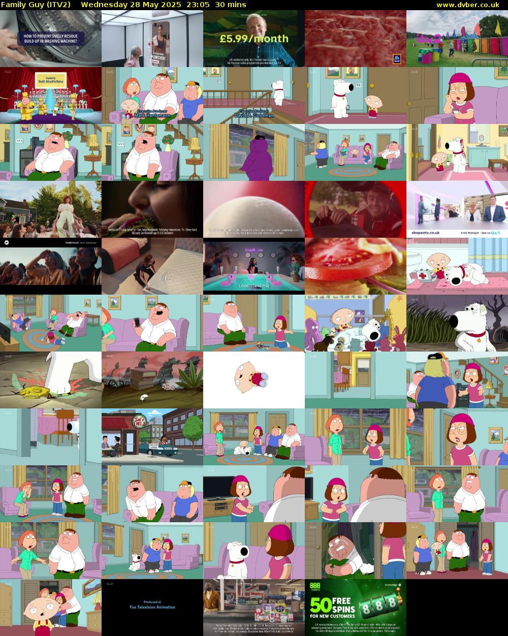 Family Guy (ITV2) Wednesday 28 May 2025 23:05 - 23:35