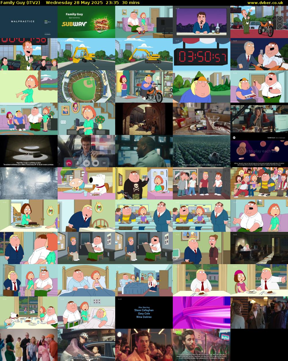 Family Guy (ITV2) Wednesday 28 May 2025 23:35 - 00:05