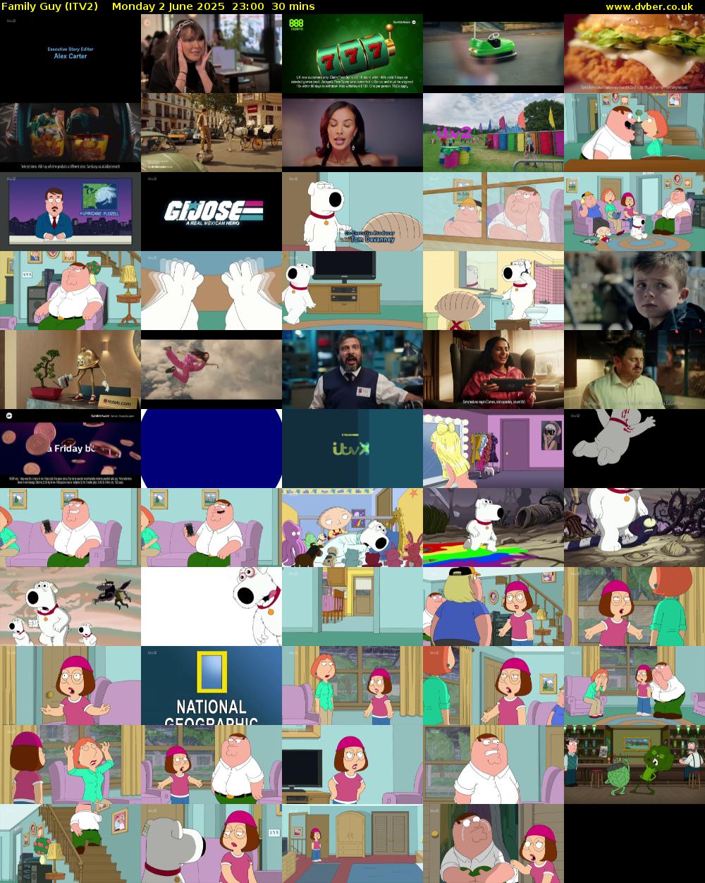Family Guy (ITV2) Monday 2 June 2025 23:00 - 23:30