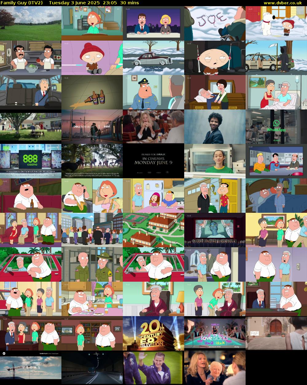 Family Guy (ITV2) Tuesday 3 June 2025 23:05 - 23:35