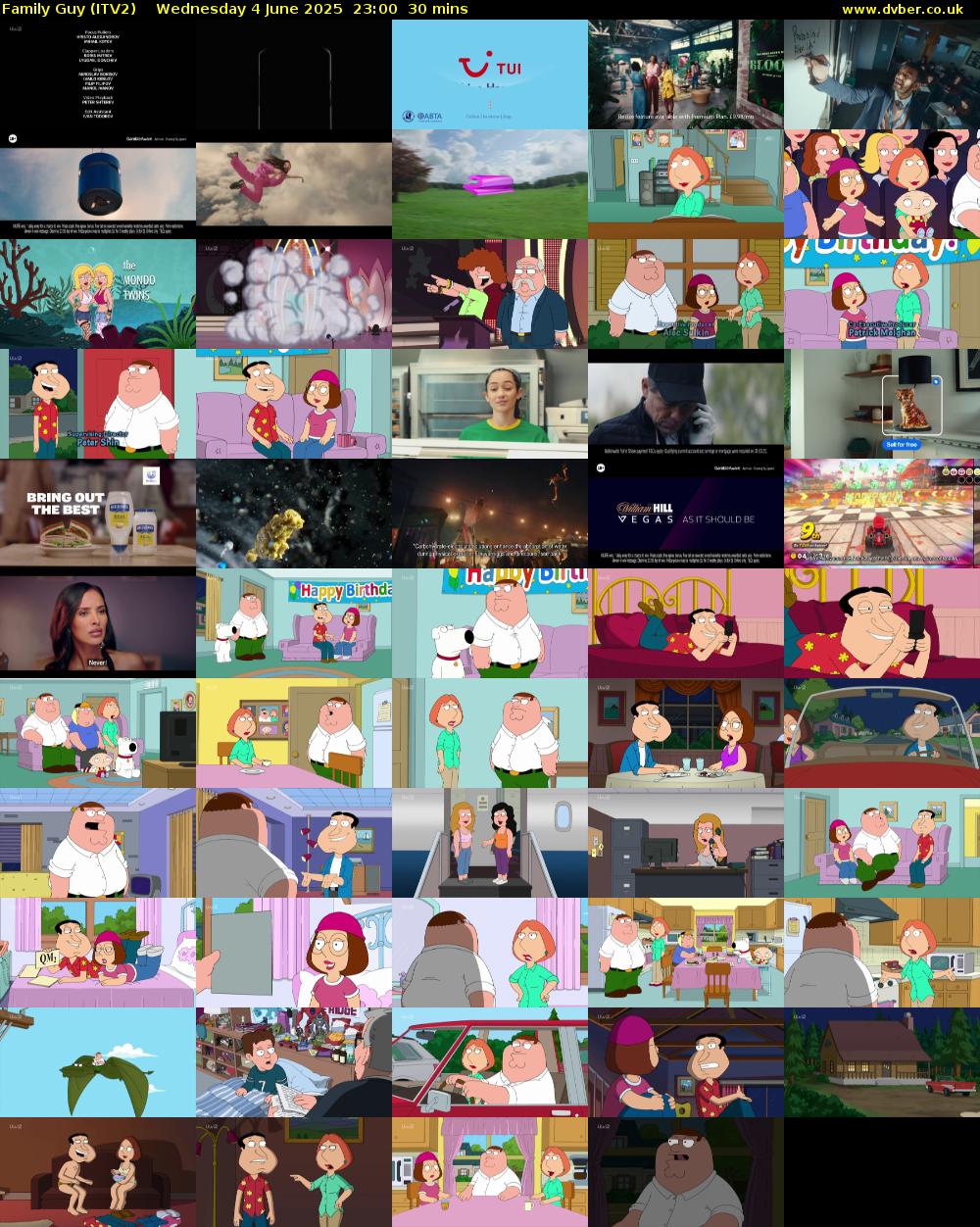 Family Guy (ITV2) Wednesday 4 June 2025 23:00 - 23:30