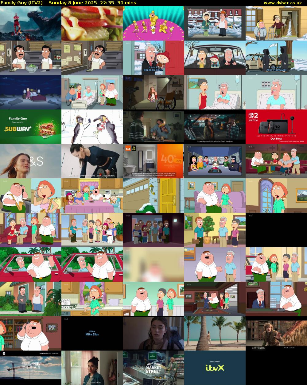 Family Guy (ITV2) Sunday 8 June 2025 22:35 - 23:05