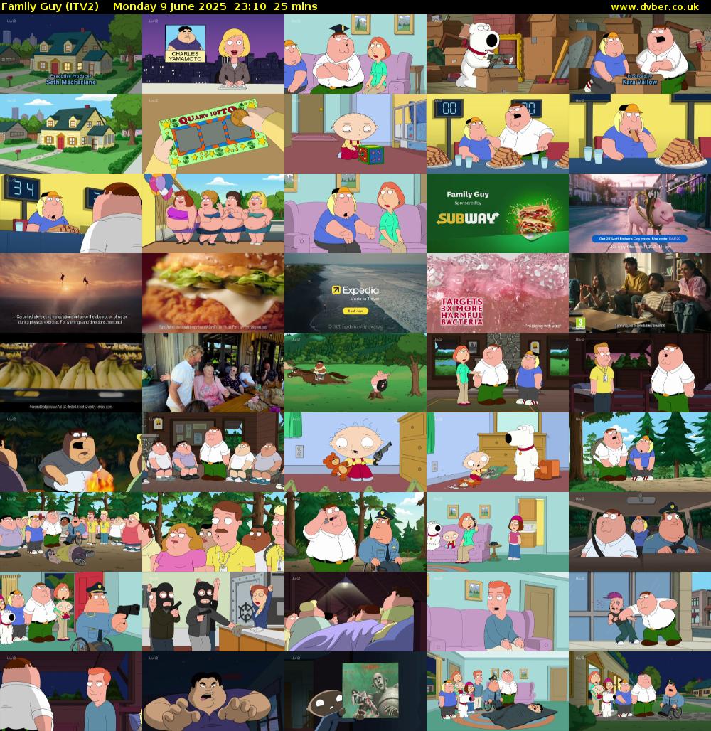 Family Guy (ITV2) Monday 9 June 2025 23:10 - 23:35