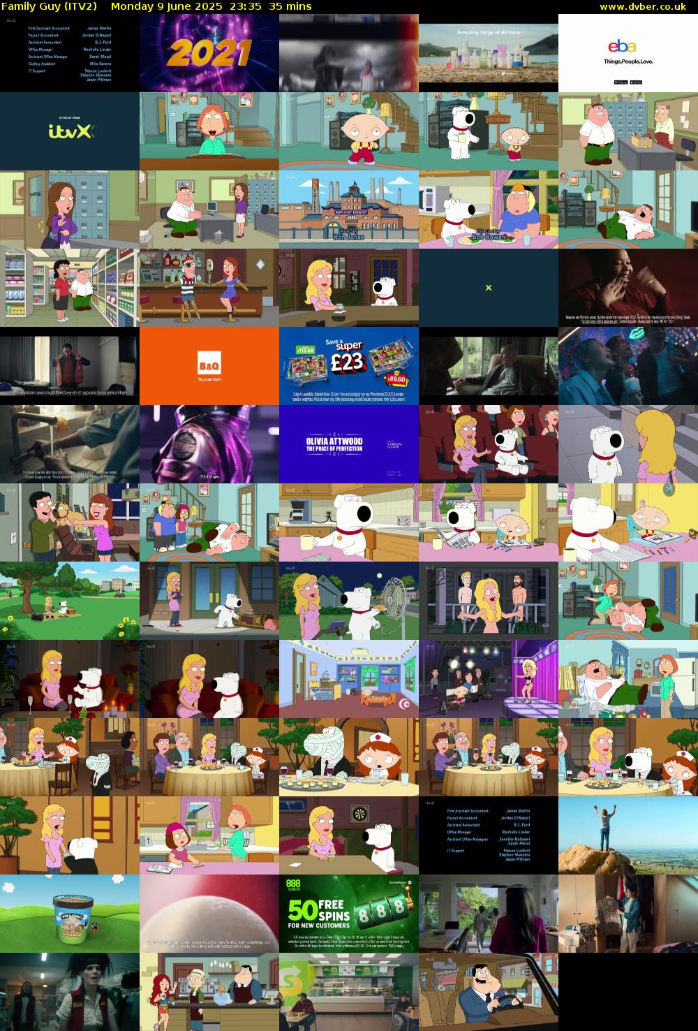 Family Guy (ITV2) Monday 9 June 2025 23:35 - 00:10