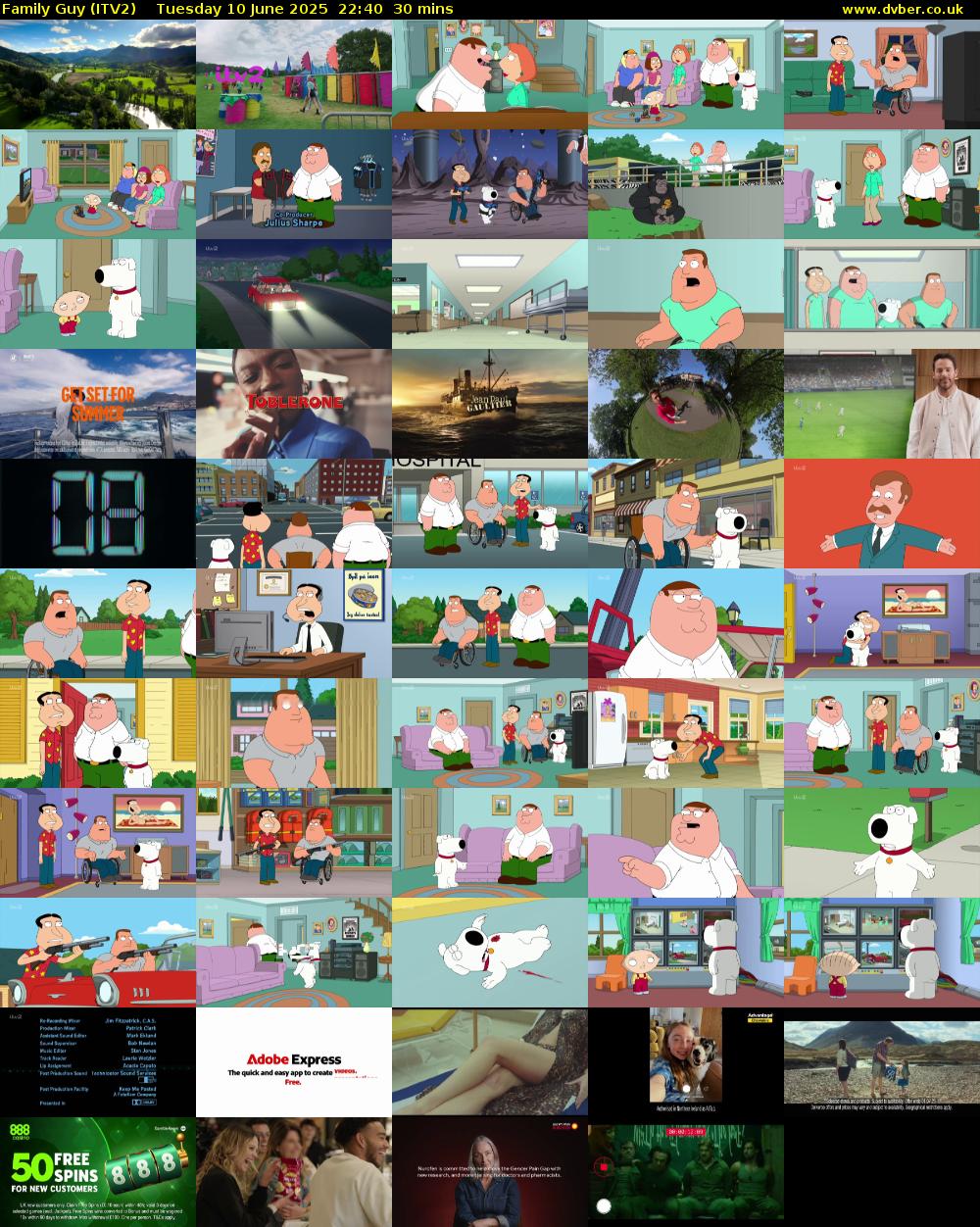 Family Guy (ITV2) Tuesday 10 June 2025 22:40 - 23:10