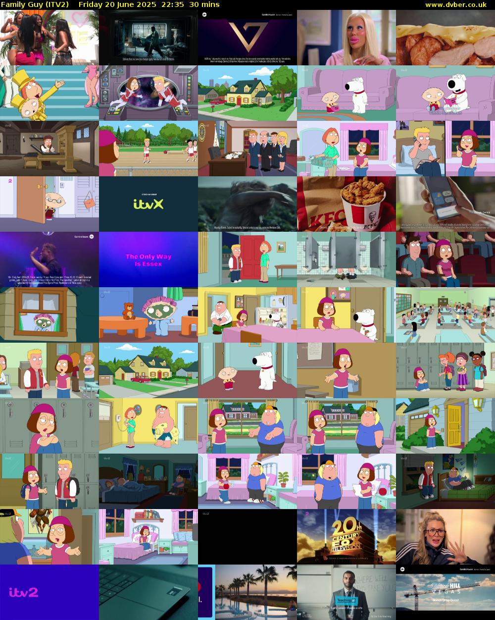 Family Guy (ITV2) Friday 20 June 2025 22:35 - 23:05