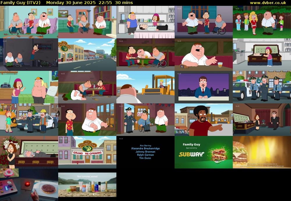 Family Guy (ITV2) Monday 30 June 2025 22:55 - 23:25