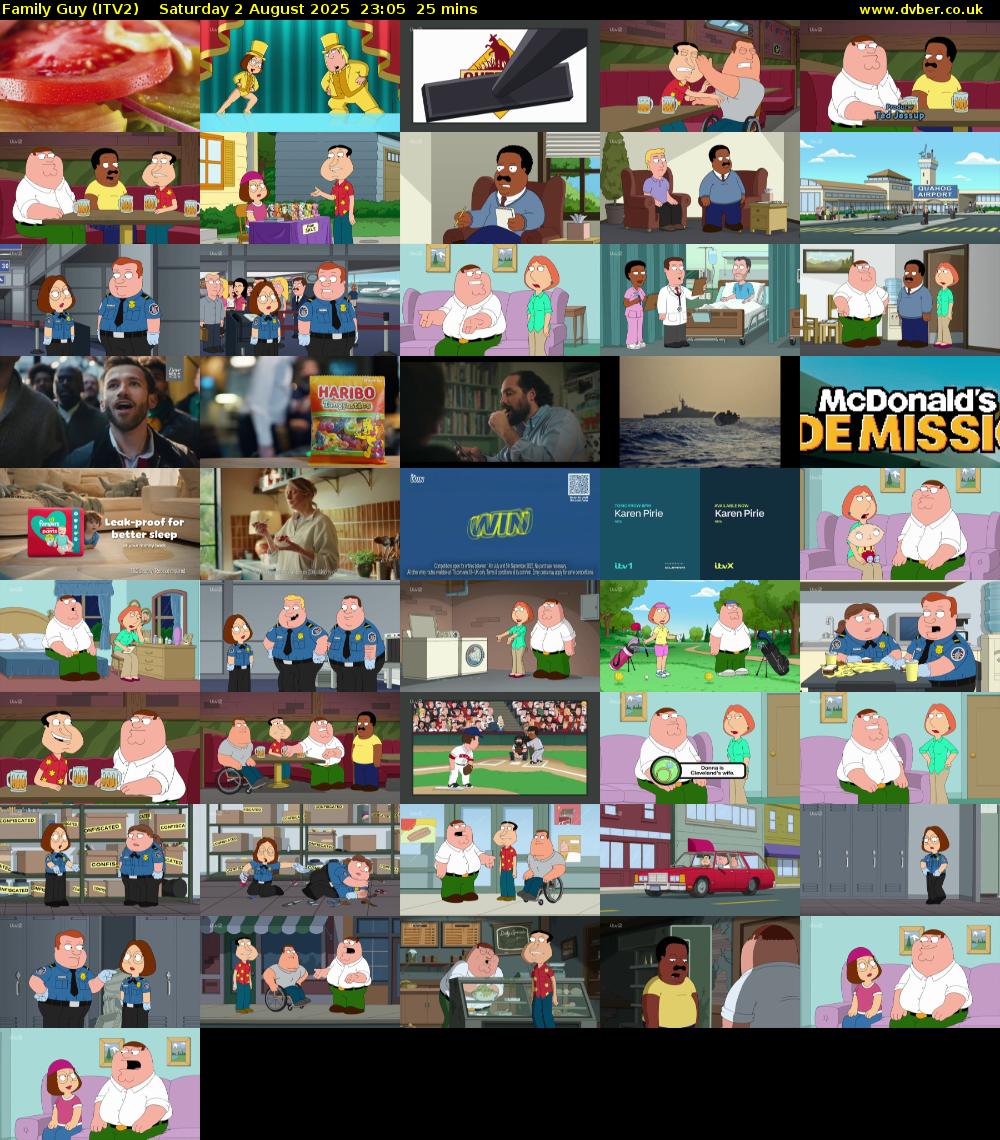 Family Guy (ITV2) Saturday 2 August 2025 23:05 - 23:30