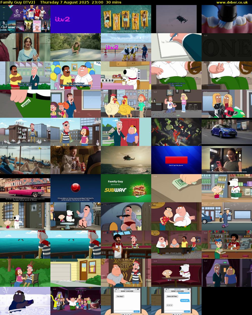 Family Guy (ITV2) Thursday 7 August 2025 23:00 - 23:30