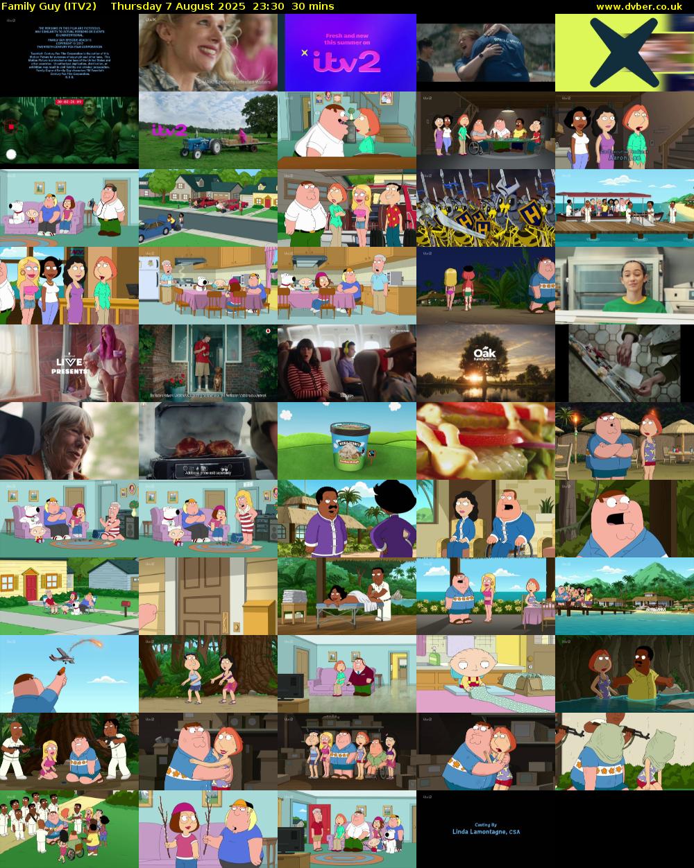 Family Guy (ITV2) Thursday 7 August 2025 23:30 - 00:00