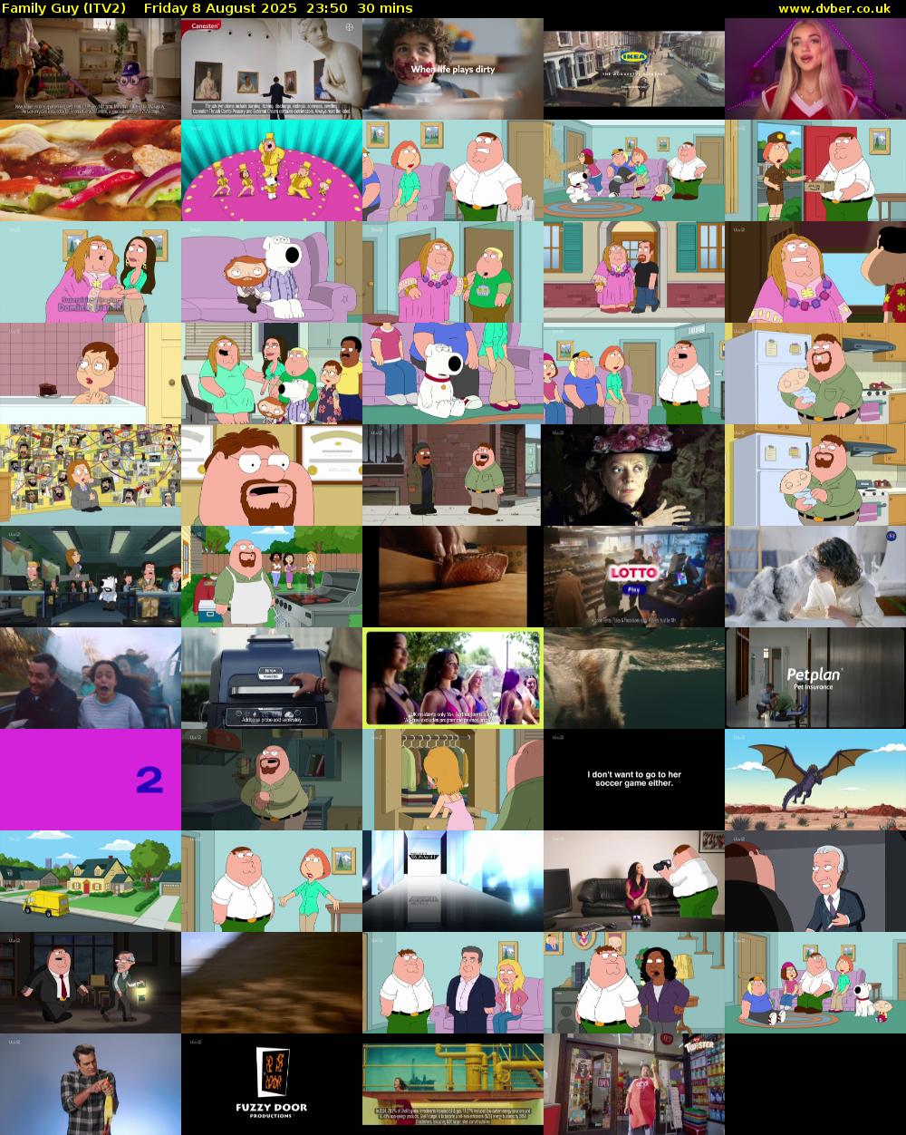 Family Guy (ITV2) Friday 8 August 2025 23:50 - 00:20