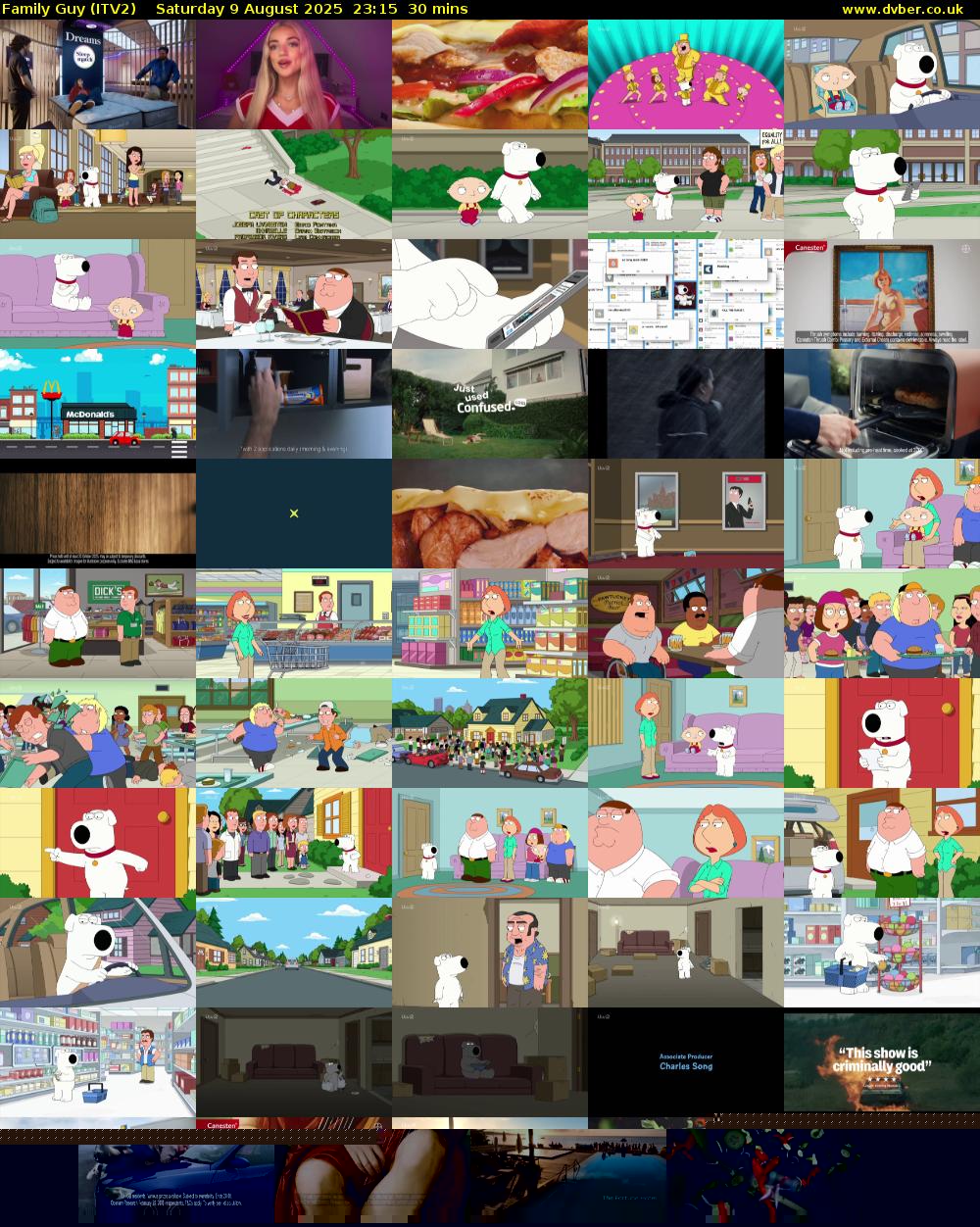 Family Guy (ITV2) Saturday 9 August 2025 23:15 - 23:45
