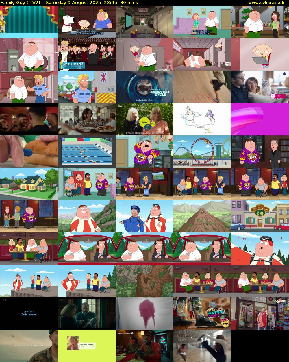 Family Guy (ITV2) Saturday 9 August 2025 23:45 - 00:15