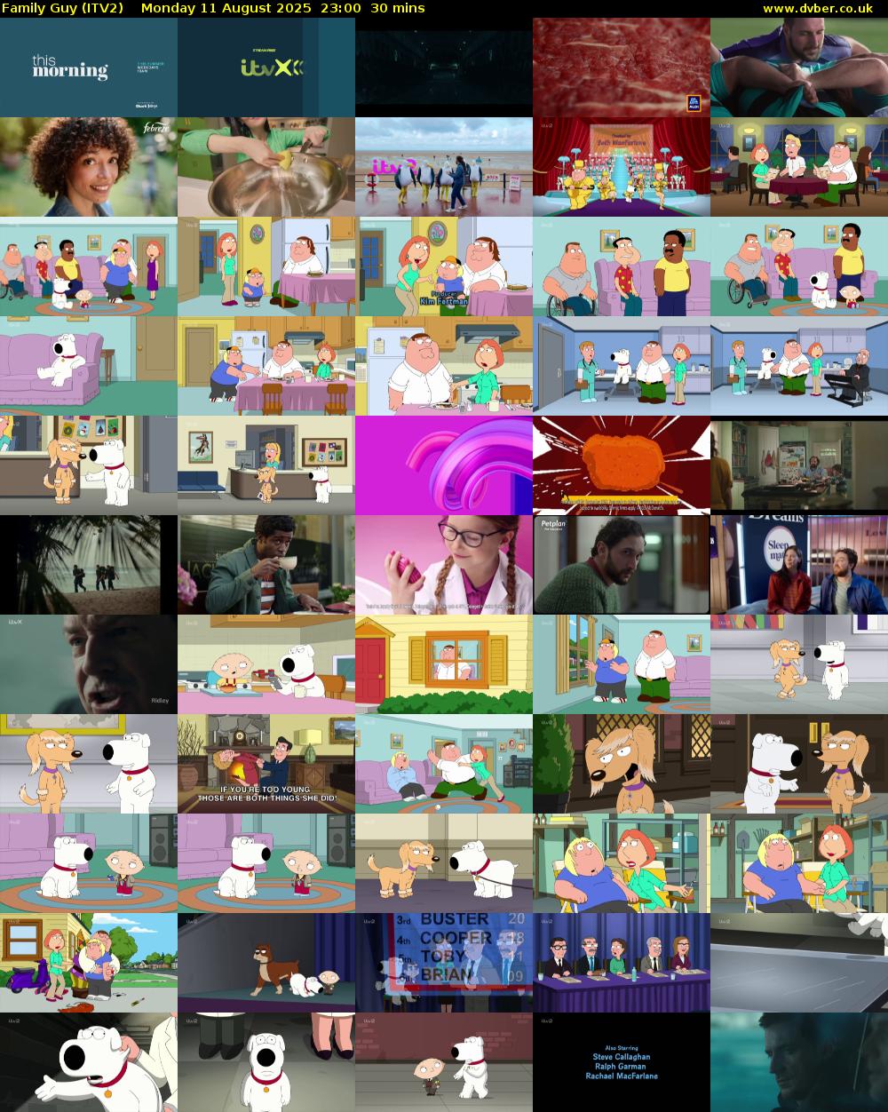 Family Guy (ITV2) Monday 11 August 2025 23:00 - 23:30