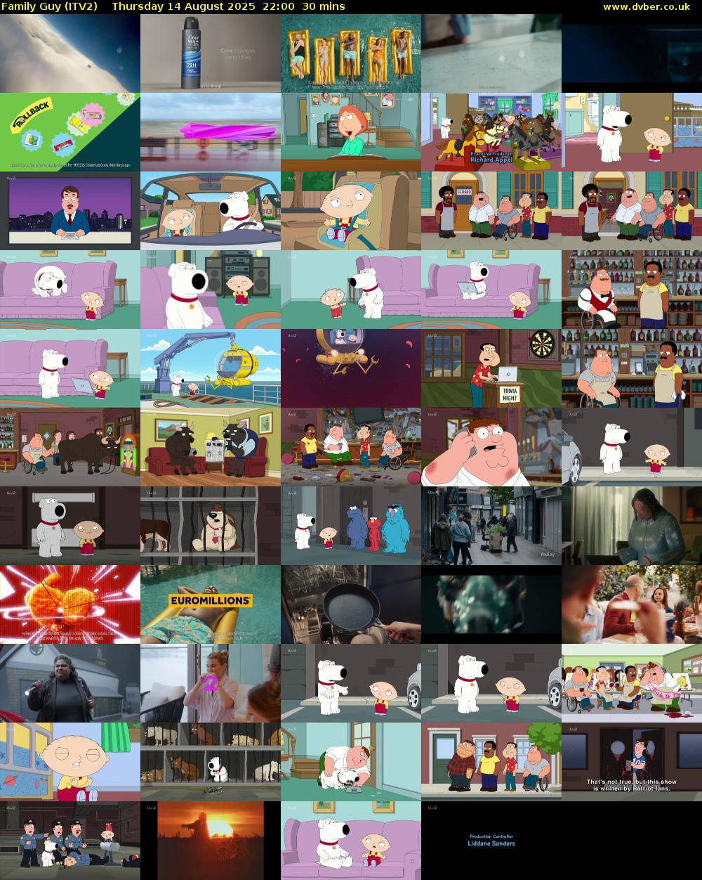 Family Guy (ITV2) Thursday 14 August 2025 22:00 - 22:30