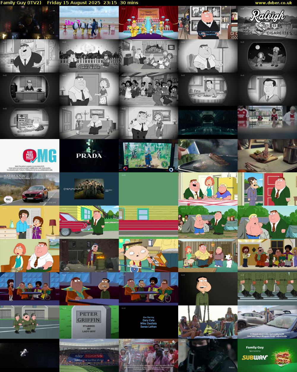 Family Guy (ITV2) Friday 15 August 2025 23:15 - 23:45