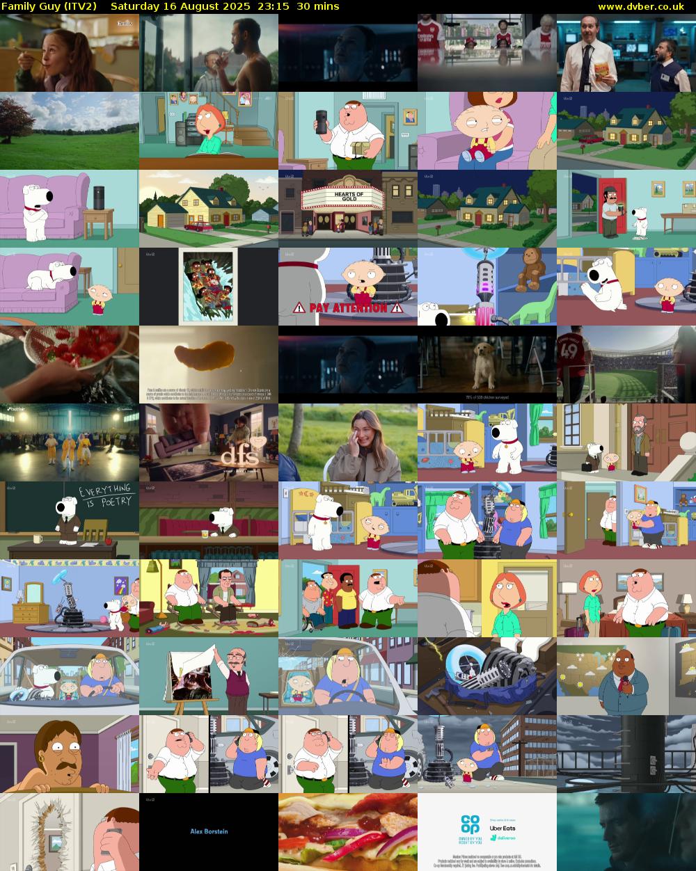 Family Guy (ITV2) Saturday 16 August 2025 23:15 - 23:45